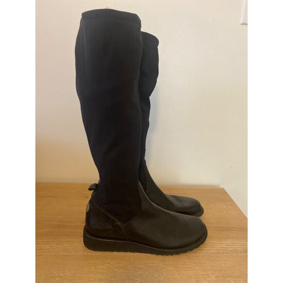 Donald J. Pliner Shoes - Donald J. Pliner Black Leather & Elastic Knee-High Boots Size 7M